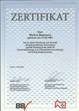 Zertifikat Arbeitsrechtliche Kenntnisse