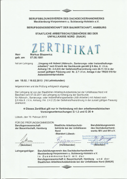 Zertifikat Asbest-Lehrgang